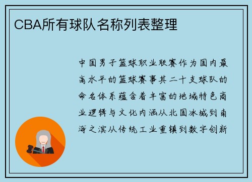 CBA所有球队名称列表整理
